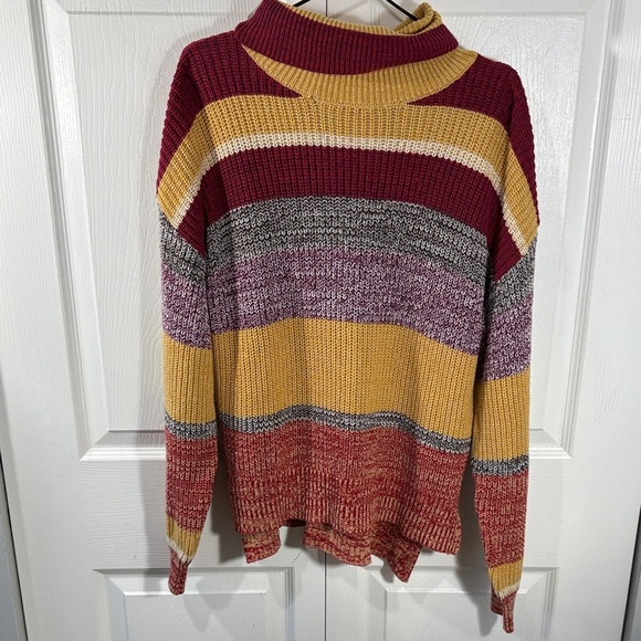 Urban Outfitters Burgundy and Mustard Striped Sweater - Picture 2 of 9